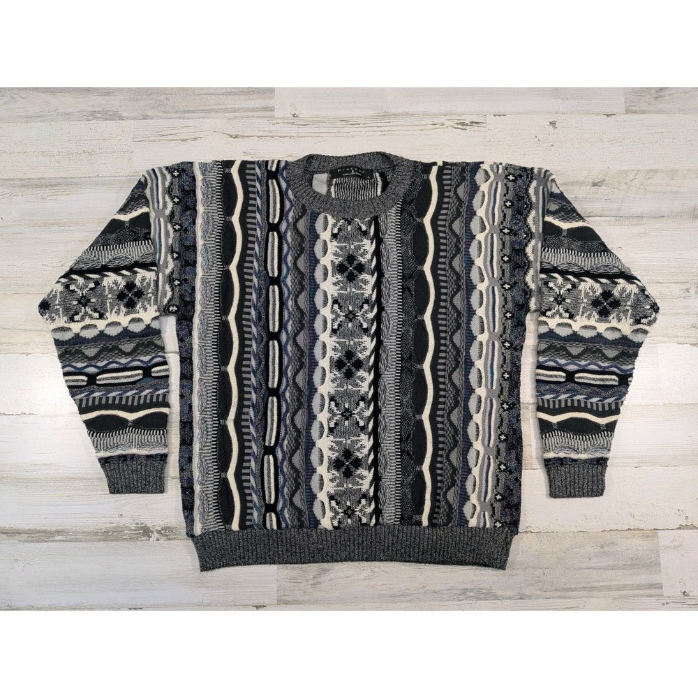 Vintage Protege Collection Sweater Mens Large 3D Knit Coogi Style USA Made